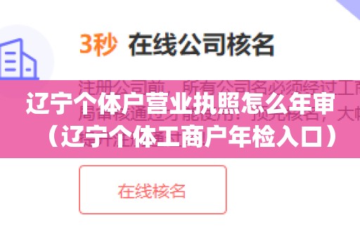 辽宁个体户营业执照怎么年审（辽宁个体工商户年检入口）