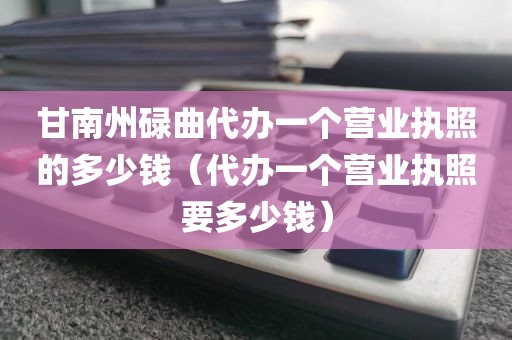 甘南州碌曲代办一个营业执照的多少钱（代办一个营业执照要多少钱）
