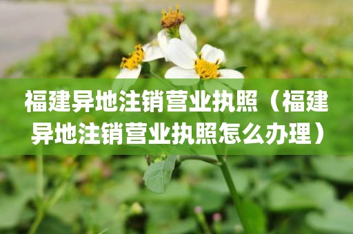 福建异地注销营业执照（福建异地注销营业执照怎么办理）