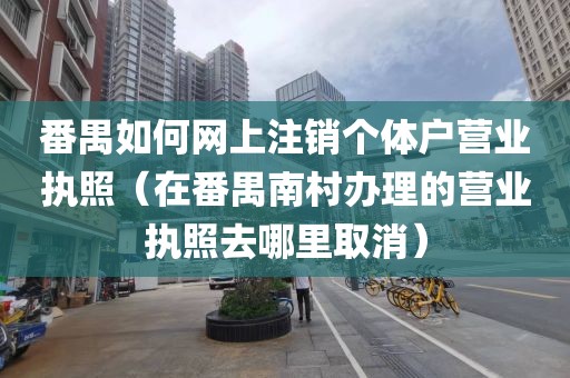 番禺如何网上注销个体户营业执照（在番禺南村办理的营业执照去哪里取消）