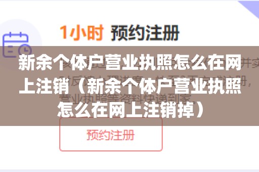新余个体户营业执照怎么在网上注销（新余个体户营业执照怎么在网上注销掉）