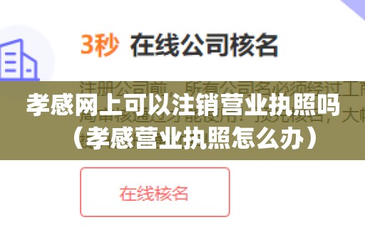 孝感网上可以注销营业执照吗（孝感营业执照怎么办）