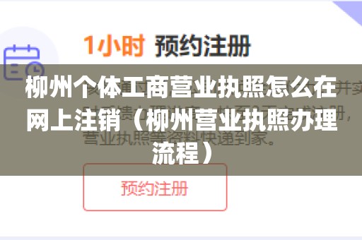 柳州个体工商营业执照怎么在网上注销(柳州营业执照办理流程)