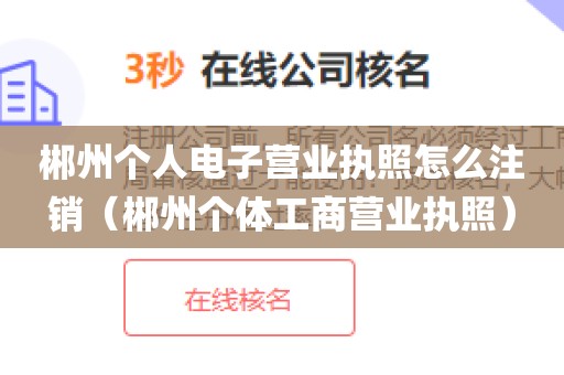郴州个人电子营业执照怎么注销(郴州个体工商营业执照)