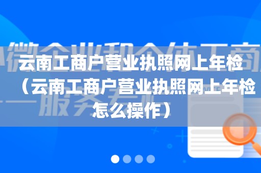 云南工商户营业执照网上年检（云南工商户营业执照网上年检怎么操作）
