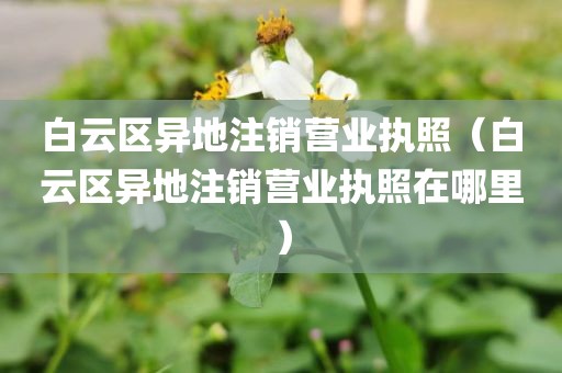 白云区异地注销营业执照（白云区异地注销营业执照在哪里）