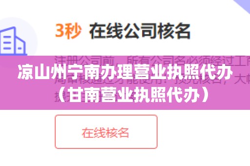 凉山州宁南办理营业执照代办（甘南营业执照代办）